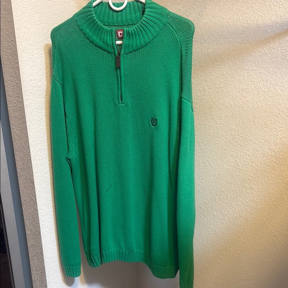 Chaps Green Zip Up Sweater Lightweight Knit